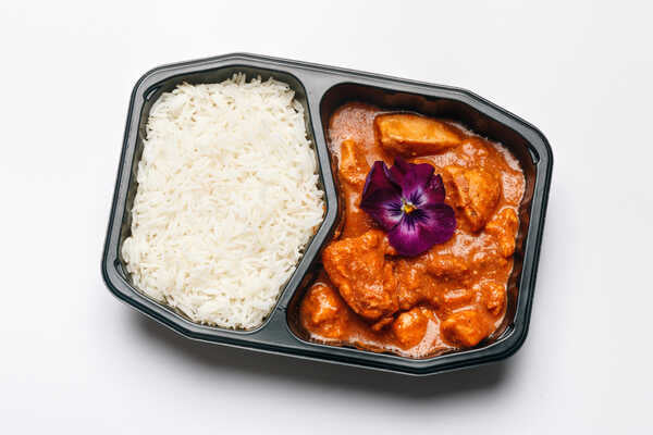 Lite Butter Chicken with Brown Rice & Fresh Veg (350g)